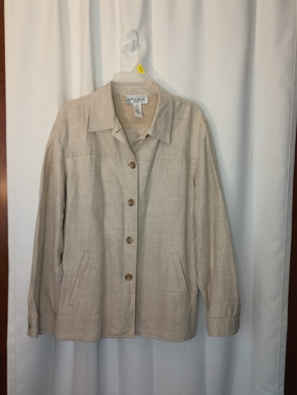 Vtg Jones Wear Womens Linen Chore Jacket XL Beige Minimalist Lagom Coastal - Picture 1 of 9